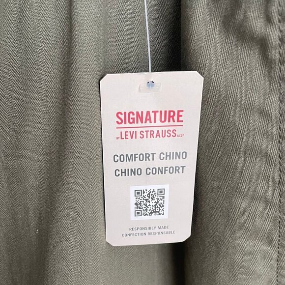 NWT Levi Strauss Signature Chino Olive Green Pants Straight Leg Elastic Size XXL - Picture 8 of 16